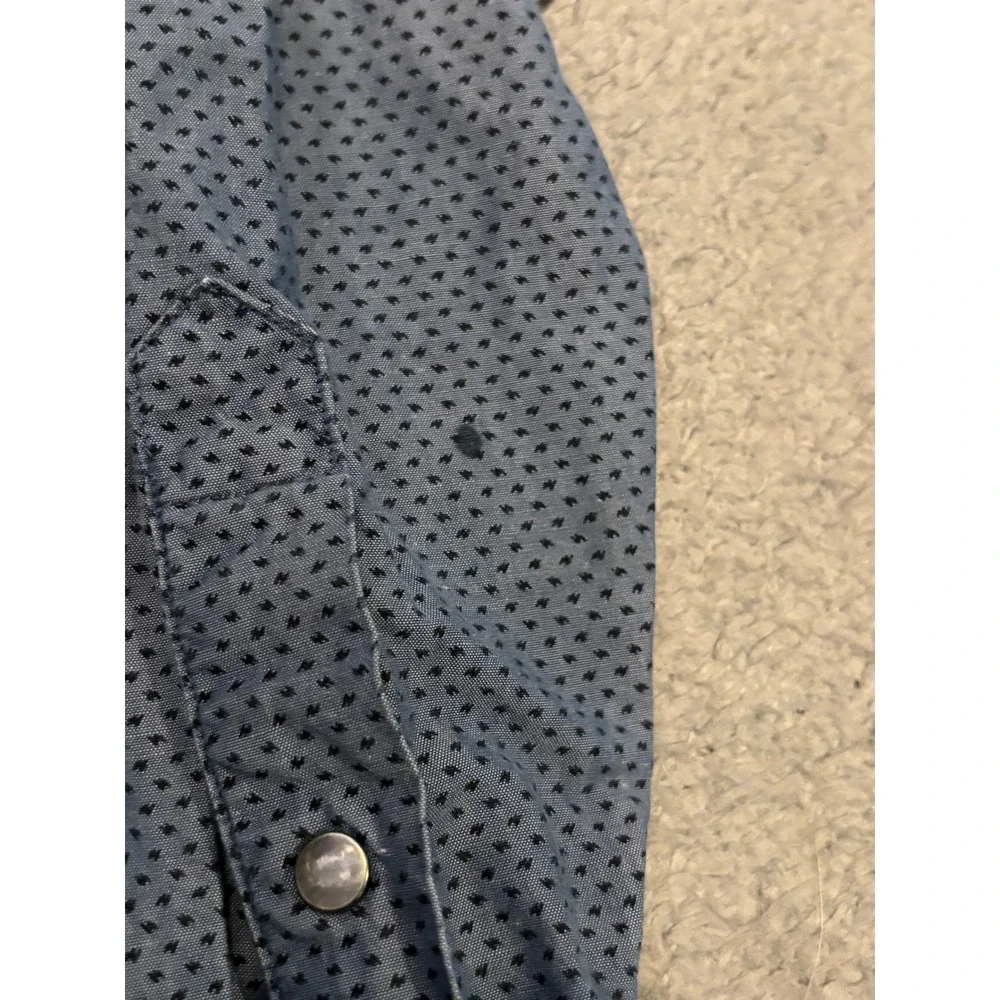 Banana Republic Mens Blue Geometric Micro Print Long Sleeve Shirt Standard Fit M